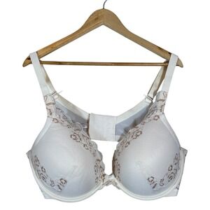 Ambrielle Plunge Push Up Floral Lace Bra Ivory Romantic Underwire Size 44DDD